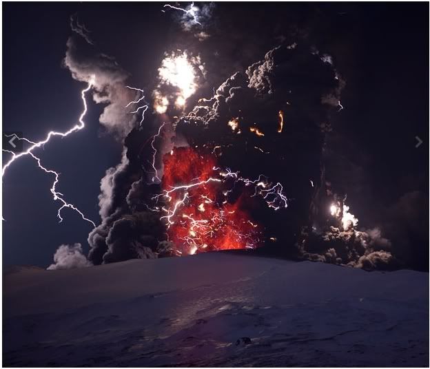 iceland volcano lightning. Eyjafjallajokull Volcano in