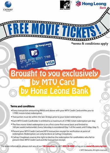 Free Movie Tickets With Hong Leong MTV Credit Card | Malaysia ...