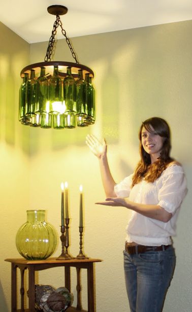 Wine Bottle Chandelier DIY