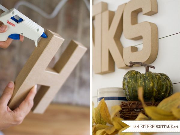 cardboard letters with mantels