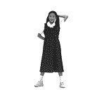 Black and white dancing girl