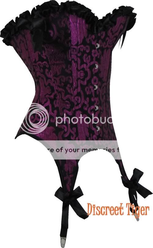 Corset Burlesque Brocade Rich Purple Black New DTS00621