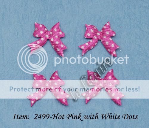 Polka Dots Satin Ribbon Bow Ties Appliques Cards H Pink  