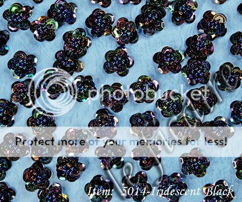16 Irid Black Sequins Beads Flowers Sew On Appliques  