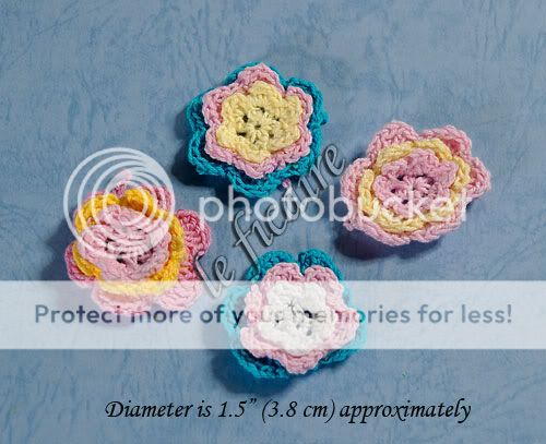 Color Cotton Hand Crochet Flower Appliques Sew On Crafts Bows x 