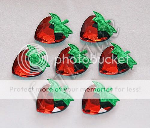 Rhinestone Strawberry Embellishments Hair Crafts 24 Red  