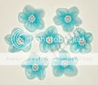 Color Iridescent Sequin Flower Appliques x 30 Blue  
