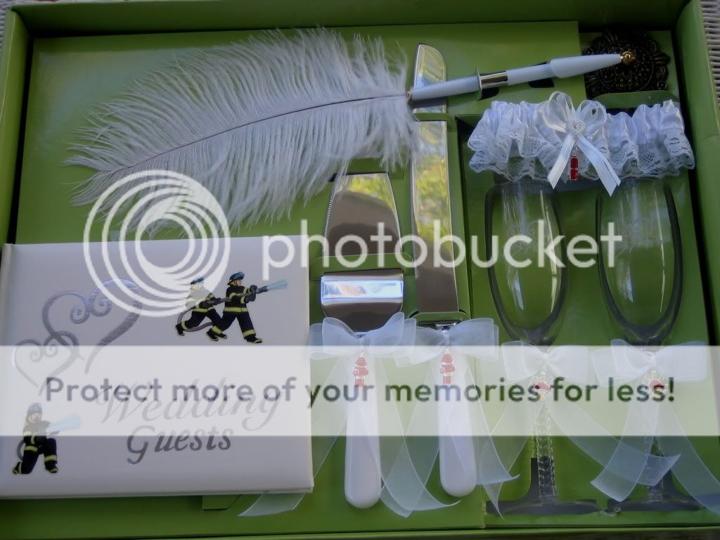 FIREMAN FIREFIGHTER WEDDING Garter Guest Book Pen 8 Ps  