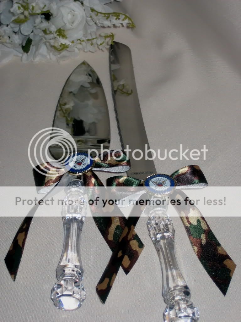 US NAVY MILITARY Wedding CAMO CAKE KNIFE & SERVER  