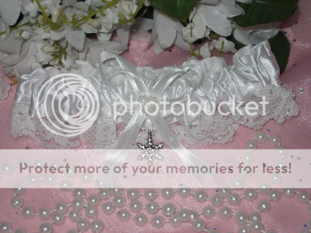 Winter Wedding Supplies Bridal Garter WHITE SNOWFLAKE  