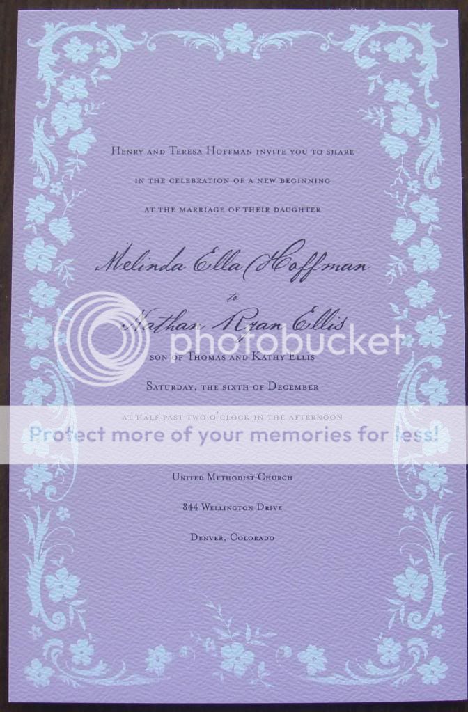 50 GARTNER WEDDING INVITATIONS PURPLE FLOWERS  