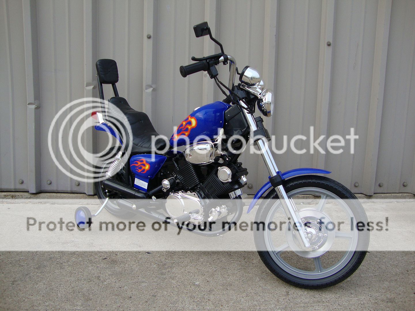 Blue Chooper Electric Bike Battery Power Ride on Motorcycle Harley 15" Wheels 6V