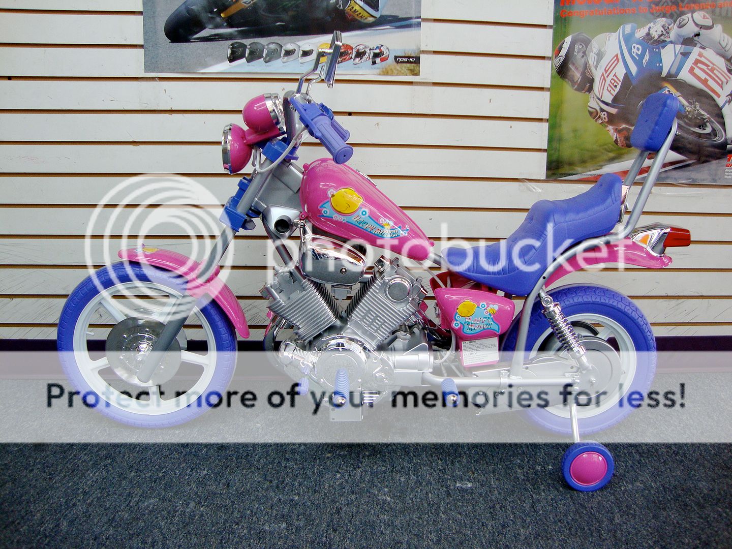 Kids Harley Style Power Ride on Motorcycle 6v wheels Pretty Pink 