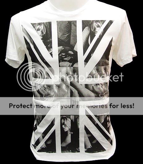 KATE MOSS UK British Union Jack Flag Punk def T Shirt L  